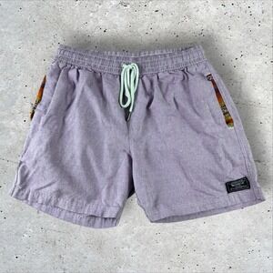 Wowie Shorts Mens S Purple Aztec Trim Drawstring Running Surf Outdoors 5" Inseam